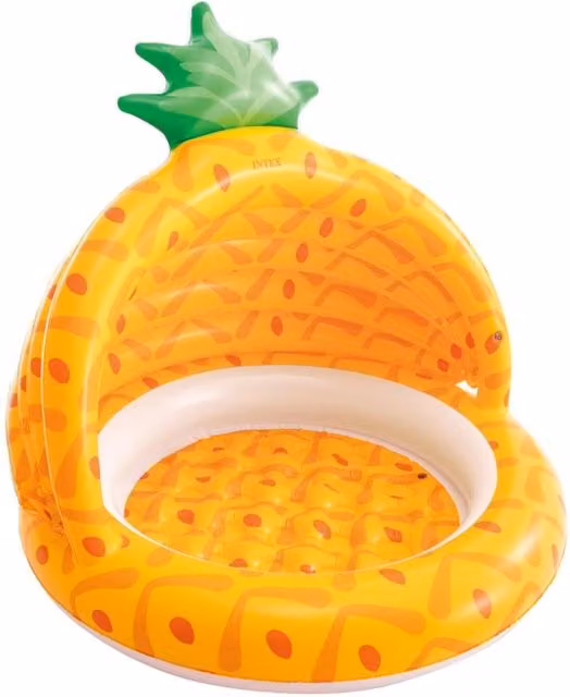 Piscina hinchable Intex para bebés con parasol, diseño de piña, color amarillo, Diámetro: 102 cm, Altura: 45 cm