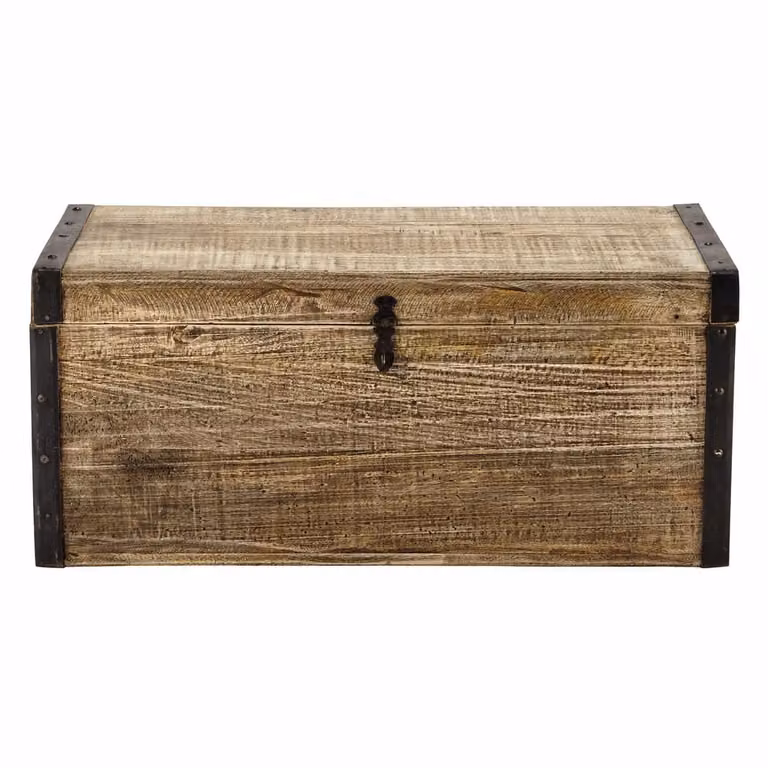 Baúl de madera de mango y metal de estilo industrial Maison du Monde en color marrón y negro