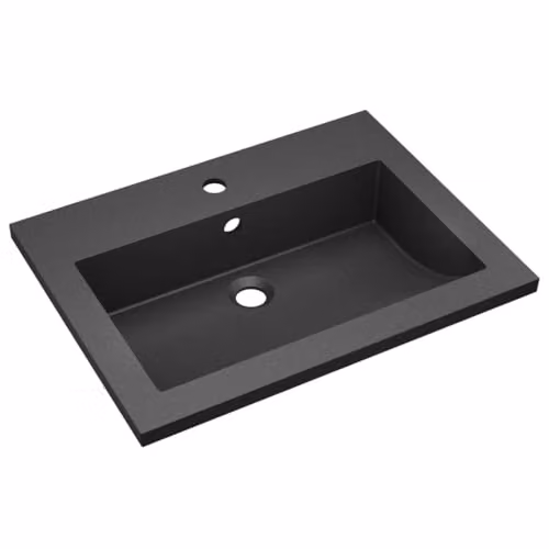 Lavabo de baño rectangular de encimera Helloshop26 en color negro, An/P/Al: 60 x 45 x 12 cm