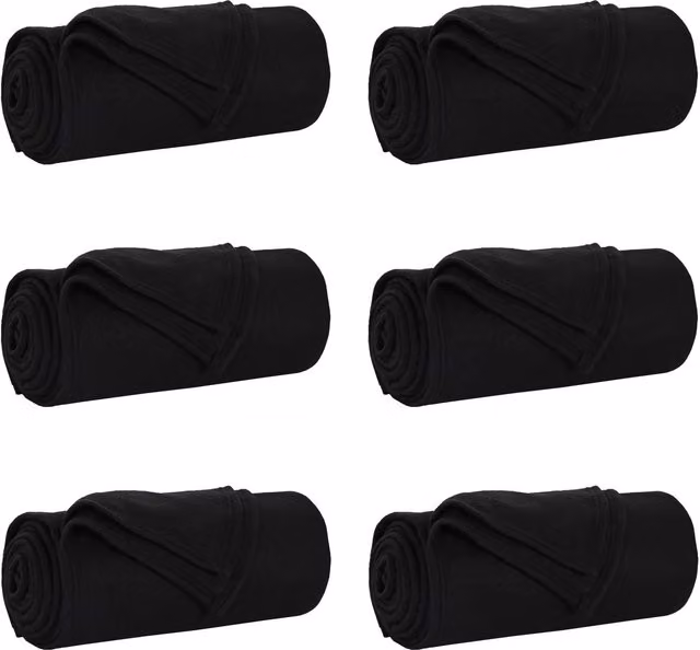 Set de 6 mantas de sofá vidaXL de lana y vellón, color negro, An/P: 240 x 220 cm
