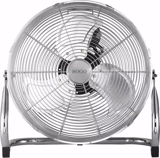Ventilador de suelo Sogo color plata con protección contra sobrecalentamiento y diámetro de 30 cm