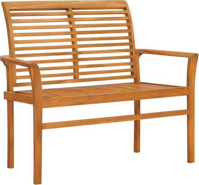 Banco de jardín de madera de teca marrón SYFAX de 112 cm
