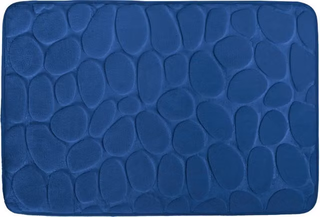 Alfombra de baño MSV Pebble de microfibra antideslizante y de secado rápido, color azul marino, An/P: 80 x 50 cm
