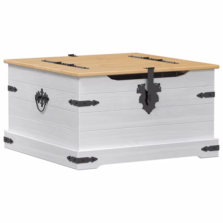 Caja de almacenamiento de madera de pino macizo vidaXL, color blanco, An/P/Al: 78 x 78 x 45 cm