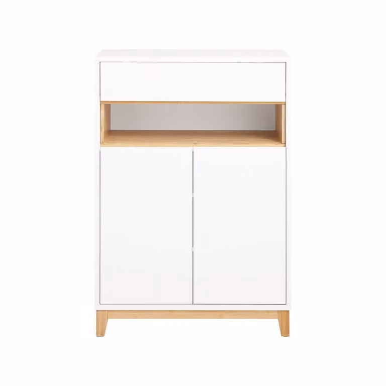 Aparador multifuncional SoBuy de estilo nórdico en color blanco con 1 cajón, 1 compartimento y 2 puertas, An: 60 cm, P: 34 cm, Al: 85 cm