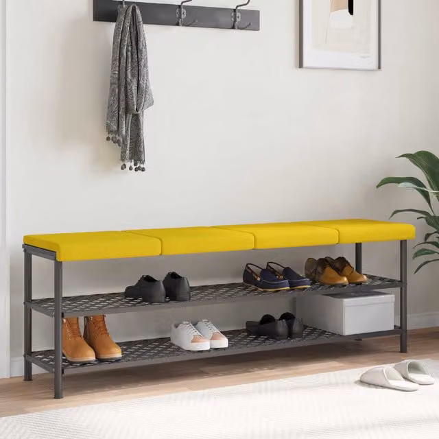 Set de 4 cojines de banco vidaXL de espuma, color amarillo, diseño moderno y antideslizante, Profundidad: 35 cm