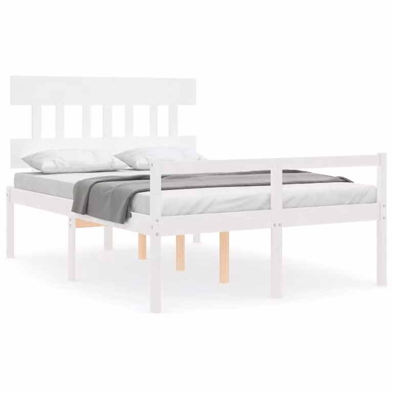 Cama para personas mayores vidaXL de madera maciza de pino con cabecero en color blanco An/P/Al: 120 x 200 cm