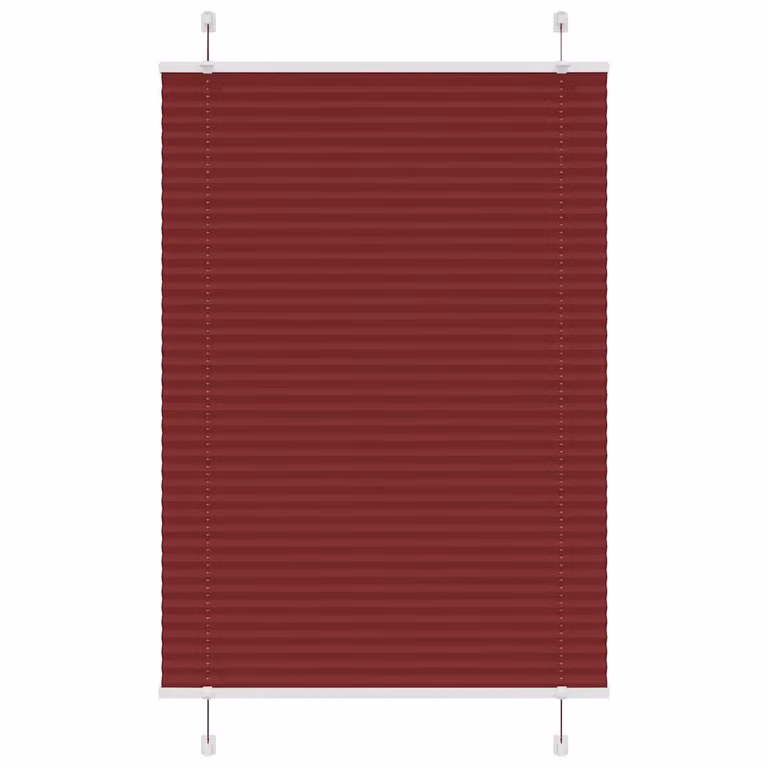 Estor Plisado vidaXL en color rojo burdeos de tela semitransparente, Ancho: 94,4 cm, Alto: 150 cm