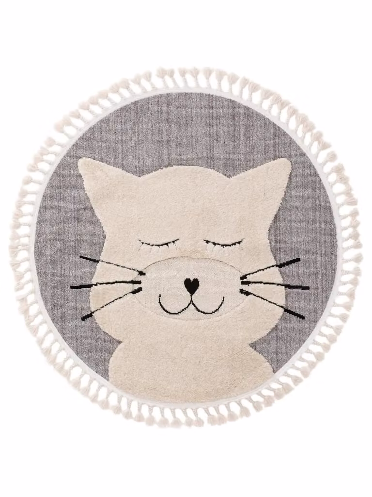 Alfombra redonda para niños Benuta con diseño de animal, color gris, Diámetro: 120 cm