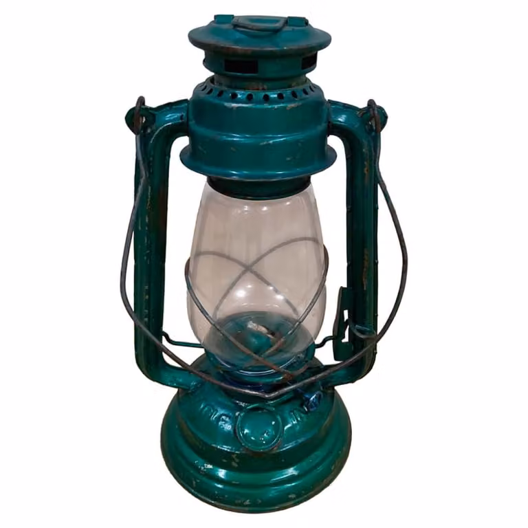Farol portavelas de metal y cristal Wanderlust deco azul estilo vintage An/P/Al: 18 x 18 x 32 cm