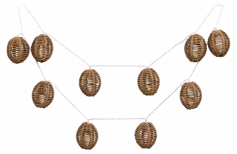 Guirnalda luminosa LED Kendra Home de ratán y metal en color marrón y beige con luz blanca cálida, longitud: 180 cm