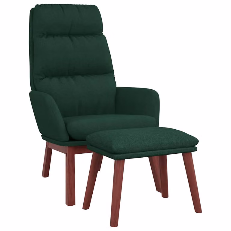 Sillón de relax vidaXL con reposapiés y estructura de madera en color verde