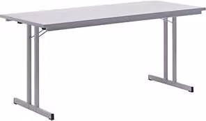 Mesa plegable CERTEO rectangular con tablero de MDF laminado mate en blanco o gris, An/P/Al: 160 x 80 x 72 cm