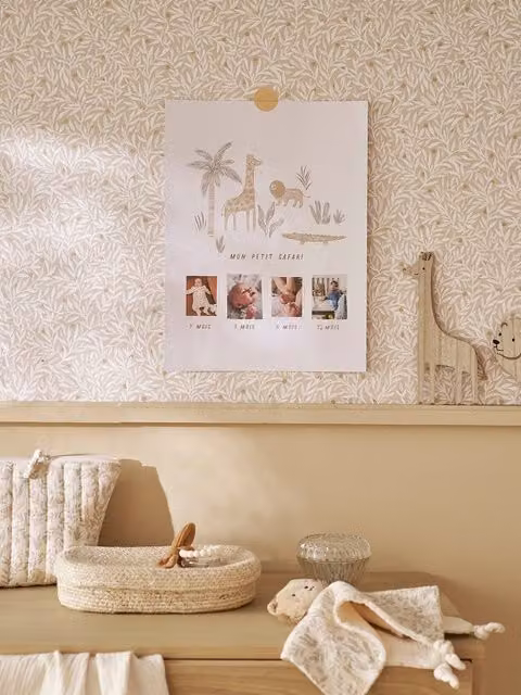 Póster de recuerdo de nacimiento BABYLON de VERTBAUDET en color beige, An/Al: 40 x 30 cm