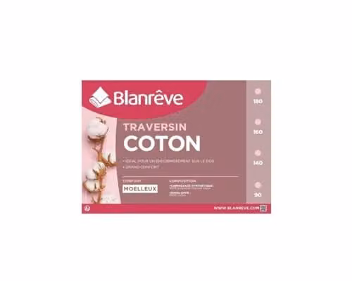 Almohada de refuerzo tipo bolster BLANREVE de algodón en color blanco, 140 cm