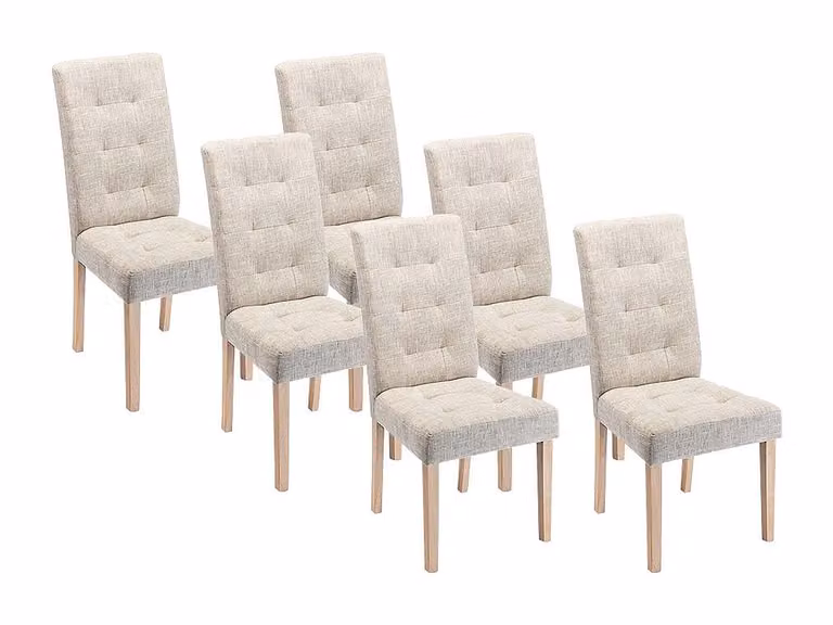 Juego de 6 sillas VILLOSA de VENTE-UNIQUE en tela beige con patas de madera de pino