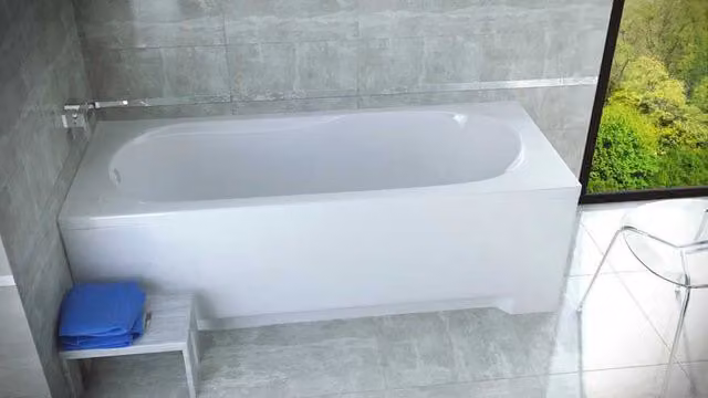 Bañera rectangular de acrílico Bona de Azura Home Design con faldón reversible en color blanco, An/P/Al: 150 x 70 x 40 cm