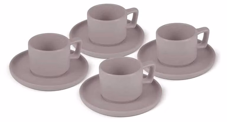 Conjunto de tazas de espresso Berlinger Haus de cerámica color beige y marrón, modelo BH10016, apilables