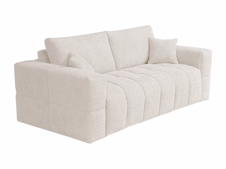 Sofá cama de 3 plazas ISSORO en tela bouclé beige con colchón de 140 x 190 cm