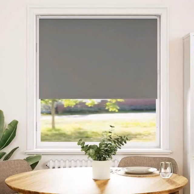 Estor enrollable opaco gris de poliéster vidaXL An/Al: 90 x 130 cm