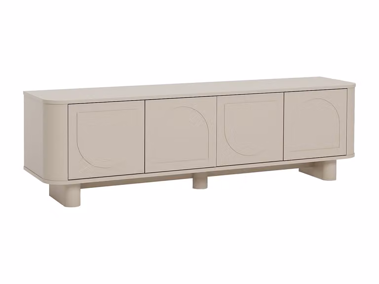 Mueble de TV moderno BRISTANA con 4 puertas en color gris y beige, An/P/Al: 164 x 40 x 50 cm