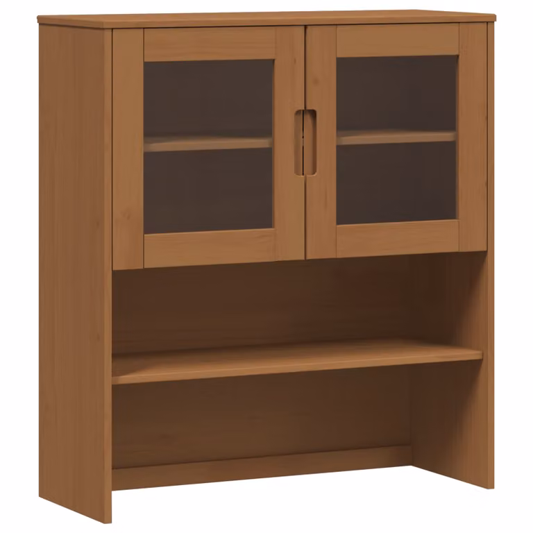 Vitrina vidaXL MOLDE color marrón con puertas de cristal y madera de pino maciza An/P/Al: 90 x 35 x 100 cm