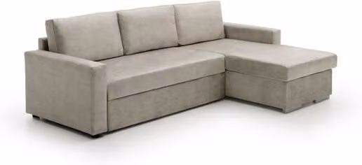 Sofa cama chaise longue Isabella Velare gris con estructura de madera de pino y fundas extraíbles para tu salón o dormitorio