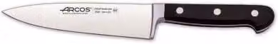 Cuchillo de cocinero Arcos de acero inoxidable con funda y mango de plástico en color plata, hoja de 16 cm