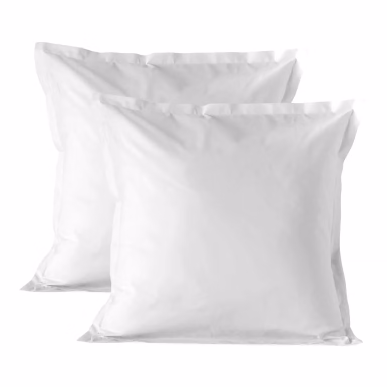 Pack de 2 fundas de almohada Basic de percal de algodón blanco de 60 x 60 cm