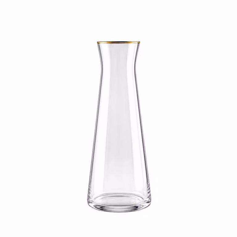 Decantador de cristal Aulica transparente con borde dorado mate Altura: 28 cm