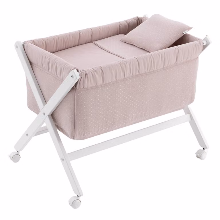 Minicuna de madera Cambrass en color rosa An/P/Al: 55 x 87 x 74 cm