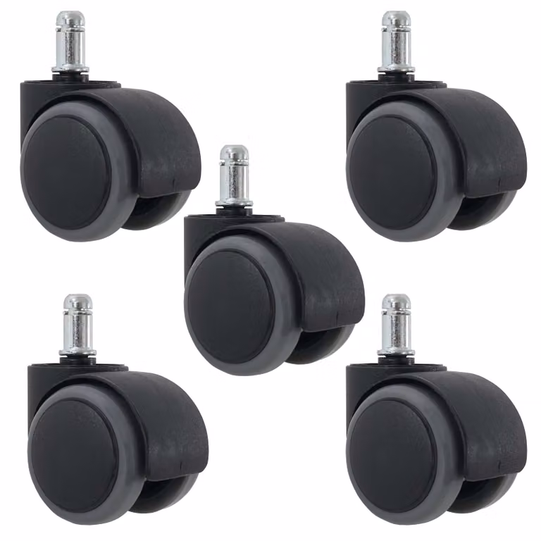 Juego de 5 ruedas Mendler para sillas de oficina y hogar, color gris o negro, fabricadas en plástico y metal