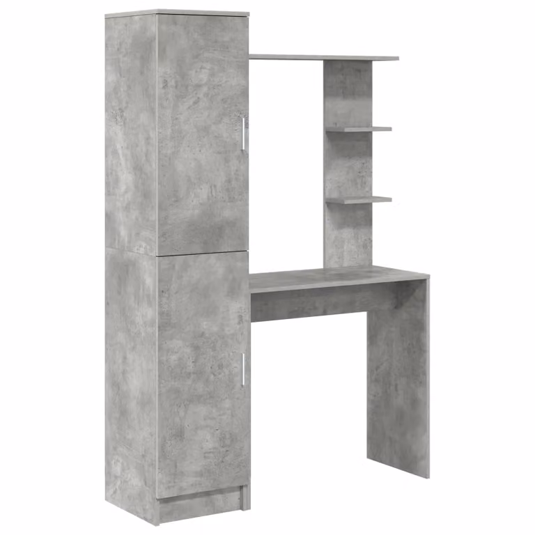 Set de 2 escritorios modernos vidaXL con estante de almacenamiento en color gris concreto y madera para oficina en casa An/P/Al: 168 x 113,5 x 39 cm