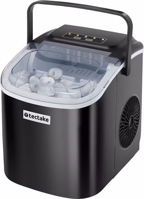 Máquina de hielo tectake en color negro con capacidad de 1,2 l y accesorios incluidos