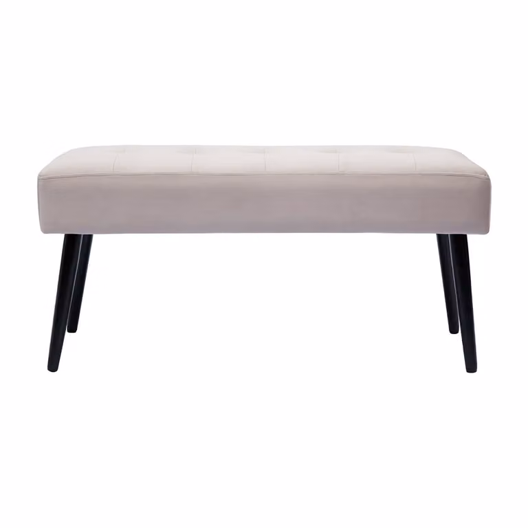 Banco de diseño acolchado Miliboo Guesta en terciopelo gris y metal negro