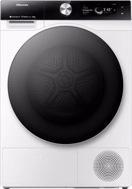 Secadora Hisense DH7S107BW de 10 kg con bomba de calor, condensación y conexión WiFi en color blanco