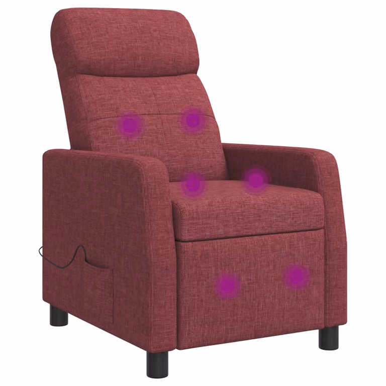 Silla de masajes reclinable vidaXL en color rojo con tapizado de tela y estructura mixta de metal y madera