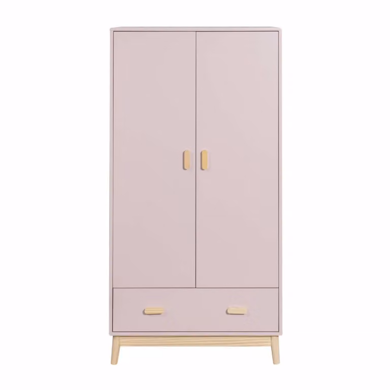 Armario para niños Mobili Rebecca de MDF en color rosa y marrón con 2 puertas y cajones An/P/Al: 80 x 55 x 175 cm