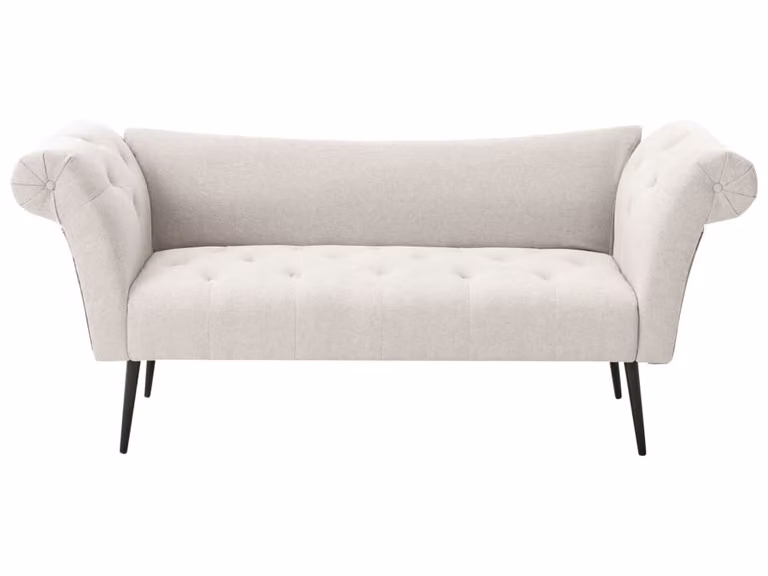 Chaise longue Beliani de estilo glamour en tela beige claro con diseño en forma de L