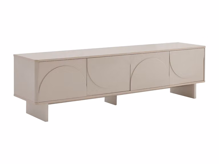 Mueble bajo de TV delORINA con 4 puertas en color beige, An/P/Al: 180 x 40 x 50,5 cm