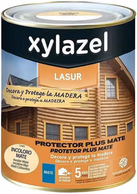 Protector de madera exterior Xylazel color sapeli mate de 750 ml para casetas, puertas y vallas