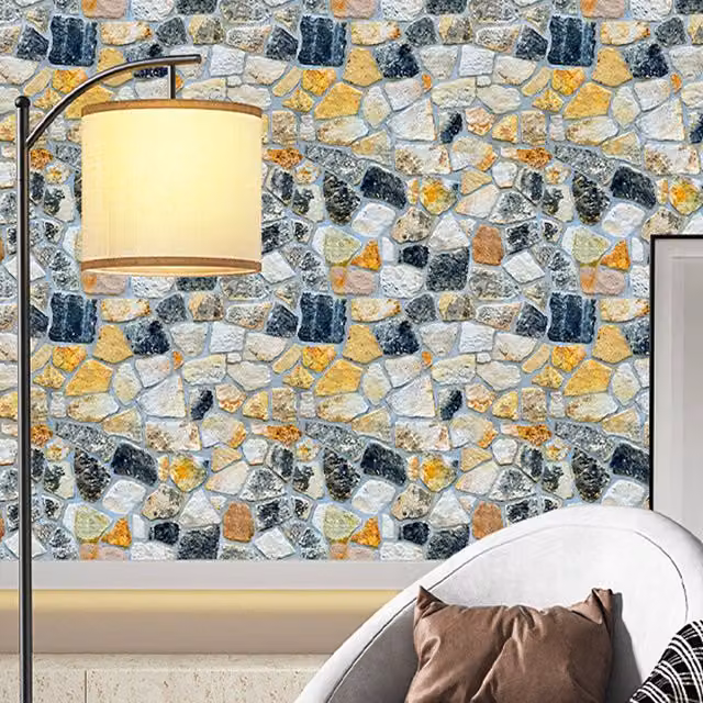 Papel Pintado Autoadhesivo Infinite con Aspecto de Piedra en PVC Multicolour, Ancho: 45 cm, Largo: 10 m