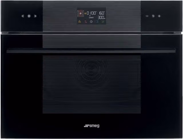 Horno combinado microondas Smeg negro con limpieza hidrolítica y función de vapor