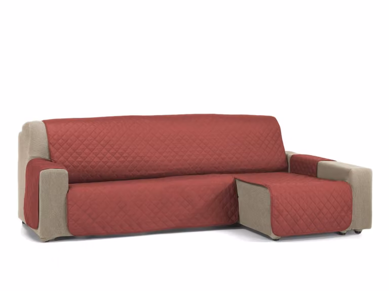 Funda protectora para sofá chaise longue Donegal Collections, diseño gráfico en rojo, microfibra de poliéster, 280 cm