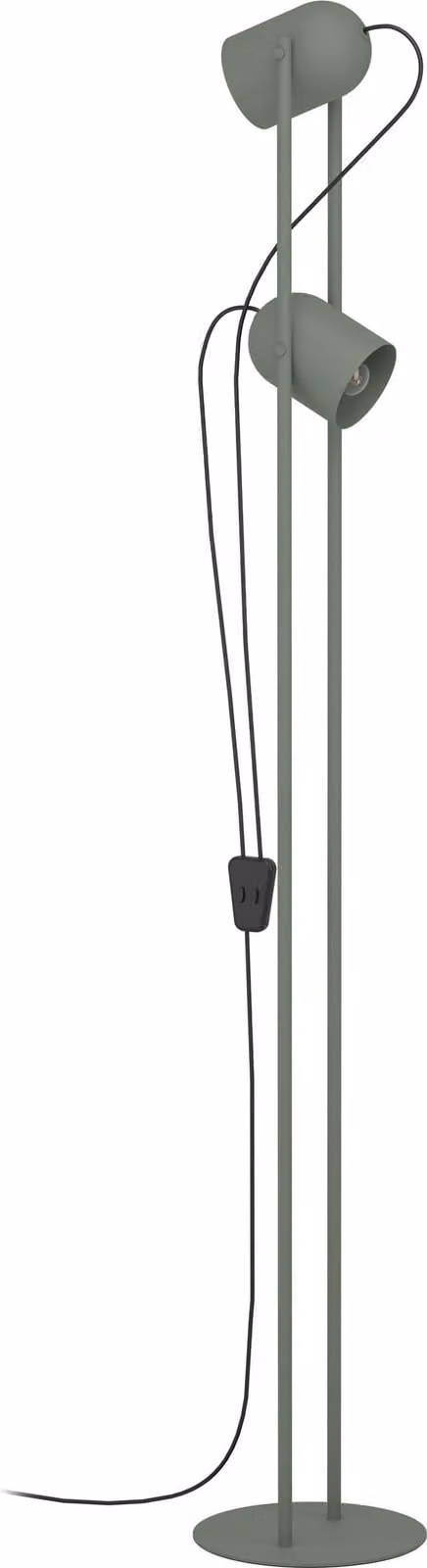 Lámpara de pie Eglo Tilston en metal color verde con dos focos orientables y casquillo E14, Altura: 142,5 cm