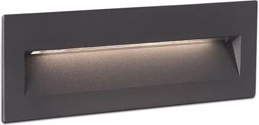 Faro LED de pared rectangular en aluminio gris para jardín y terraza con luz blanca cálida e IP65