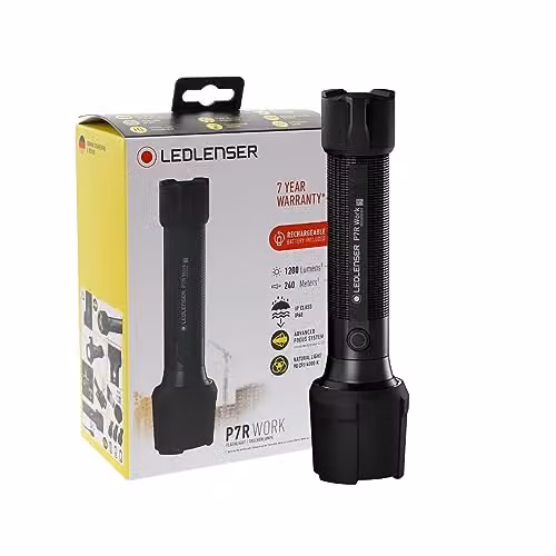 Linterna de trabajo recargable Ledlenser P7R LED de 1200 lm, color negro, con protección IP68