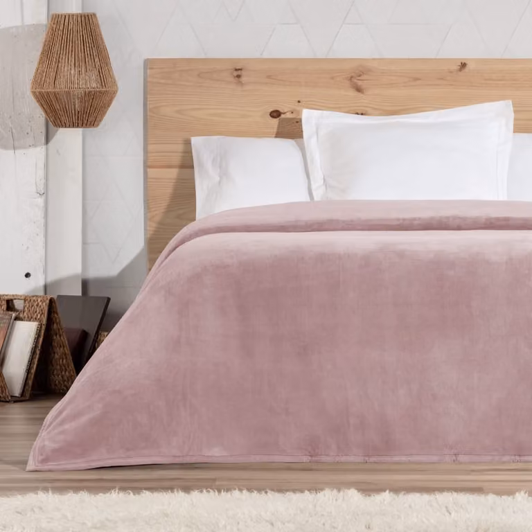 Manta suave Manterol de jacquard y fibra en color rosa para adultos, An/P/Al: 240 x 170 cm