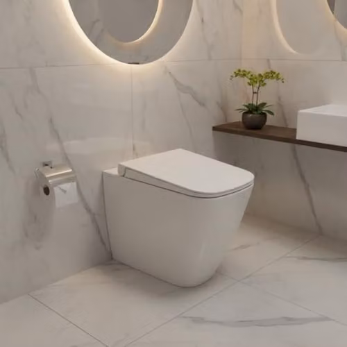 Inodoro de cerámica blanca sin reborde con fijaciones ocultas de Ceramica Dolomite, An/P/Al: 36 x 41 x 54 cm