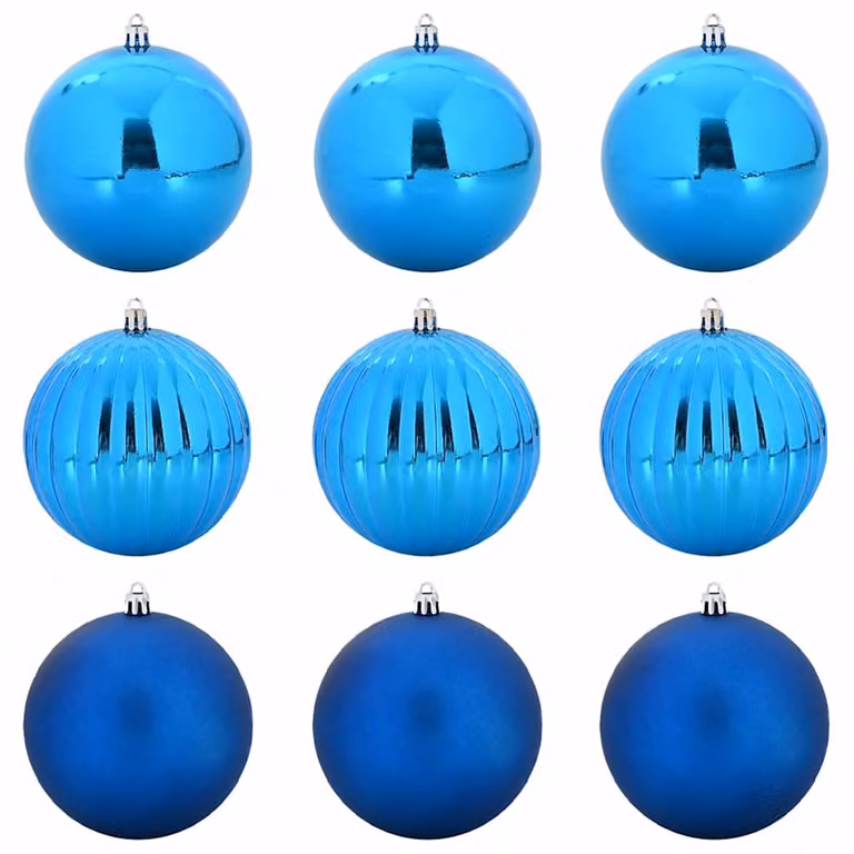 Juego de 9 esferas navideñas vidaXL de plástico azul con diámetro de 15 cm